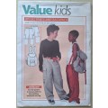 Woman`s Value kids Zip-leg pants and Backpack  size 5-6 (7-8,9-10,11-12) years