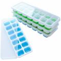 Pop-Out Silicone Ice Cube Tray with PP Lid - 4 Pack - Blue / Green
