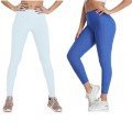 2 x Bellezza Signora Honeycomb Butt Lift Scrunch Booty Yoga Pants Leggings - White + Blue