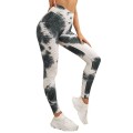 Tie Dye Anti Cellulite Honeycomb Scrunch Booty Yoga Pants Leggings - white