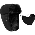 Winter Hat Ushanka Hat + Unisex Touch Screen Gloves For Men and Women - Black Hat + Black Gloves