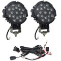 4x4 Spot Light SUV 7` - 51W - Set of 2 - Black and Relay Wiring Kit