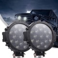 4x4 Spot Light SUV 7` - 51W - Set of 2 - Black and Relay Wiring Kit