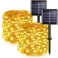 12m Solar Powered 100 LED Copper String Fairy Lights - 2 Pack - Warm White