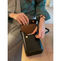 Wallets for Men & Women and Minimalist Sling Bag Unisex Crossbody Bag - Black Sling Bag + Brown