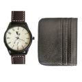 Minimalist Wallet For Men Card Holder Bank Card Wallets + VC Fashion Watch - Light Brown Strap