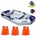 Inflatable Boat Military Grade Fishing Boat Dinghy + 3 Life Jackets + Pump - 230 cm