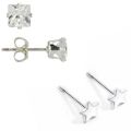 Azov Silver Stud Earrings For Women & Men + Diamond Stud - 99% Silver - Star + Square Diamond