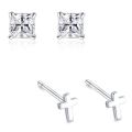 Azov Silver Stud Earrings For Women & Men + Diamond Stud - 99% Silver - Star + Square Diamond