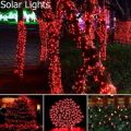 String Lights Fairy Lights Outdoor Solar -100 LED Bulbs Christmas Lights x3 -     red