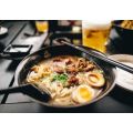 5 x Chinese Dinner Set - Melamine Ramen Bowl + Black Spoon + Chopsticks -  Black Alloy Chopsticks