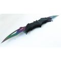 Double-Bladed Hunting Knife Batarang Tactical Knife - Bat Knife - Purple