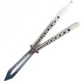 raining butterfly knife Silver Premium Smooth Flip Balisong - Large 24.5cm