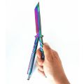 Butterfly Knife Iridescent Premium Smooth Flip Fan Knife - Large 24.5cm