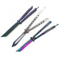 Butterfly Knife Combo - Large Silver Practice + Iridescent Large + Ek-06