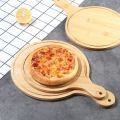 2 x Home Mart Bamboo Round Pizza Serving Board Pizza Platter Large + Medium