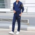 APEY Tracksuits For Men & Women Slim Fit Men`s Jacket & Sweat Pants - Navy - L