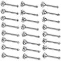 Nose Studs With Rhinestone - Nose Rings Nose Piercing Pin Body Jewelry - 24 Piece - White
