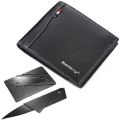 Baellerry - Wallets For Men PU Leather Bi-Fold Wallet and Card Knife - D9169Paris - Black