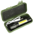 Mini Alloy USB Rechargeable Torch Flashlight with Zoom and Side Light