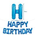 Happy Birthday Balloon - Metallic Blue