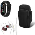 HIFI Earphone 6D Surround Bass S2000+ M6 Smart Band + Arm Bag For Cellphone - Grey