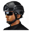 Tactical Helmet with NVG Mount and Side Rails - Black and Tactical Belt
