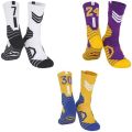 3x Compression Sports Socks Professional Basketball Socks Impact Protection - Blue30 + Purple24 + Wh