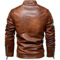 2023 Leather Jackets for Men Winter Bomber Jackets - Bike Jacket - Light Brown -  XL
