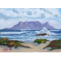 Original Painting by S.A. Artist Patty Mynhardt - "Table Mountain"