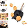 Convenient 4-Hole Omelette Pan For Hamburger Egg Ham Pancake Maker Wooden Handle Frying Pan Chef