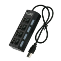 Convenient 4-Port Usb 2.0 Black Hub With High-Speed Adapter Switch