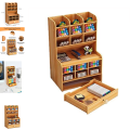 Essential Wooden Diy Desk Storage Box For Home, Desktop Stationery Storage Box With Compartment Draw
