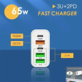 Multifunctional 65W Usb C Charger, 5-Port Mobile Phone Charger, Compatible With Gan Technology Fast