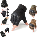 Sturdy Tactical Rubber Hard Knuckle Half Finger Gloves Army Military Knuckle Gloves