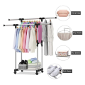 Stainless Steel Double Rod Clothes Hanger/Rack, Roller Rod Guide Rack, Adjustable High Quality Doubl