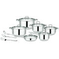 Stylish And Sophisticated 15 Piece Cookware Set Stainless Steel Cooking Pot Set With Kitchen Utensil