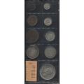 SA UNION 1950  COIN SET IN ALBUM PAGE  - 9 COINS