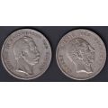 GERMAN STATES 5 MARK SILVER COINS - 1876 & 1900