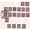 GREAT BRITAIN IMPERF 1d RED`S PLATE 83/4 ON PAGES