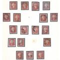 GREAT BRITAIN IMPERF 1d RED`S PLATE 81/2 ON PAGES