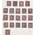 GREAT BRITAIN IMPERF 1d RED`S PLATE 81/2 ON PAGES