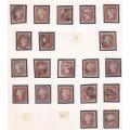 GREAT BRITAIN IMPERF 1d RED`S PLATE 79/80 ON PAGES