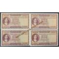 ONE  RAND RISSIK BANKNOTES x 4 - Very Good Condition