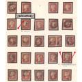 GREAT BRITAIN IMPERF 1d RED`S PLATE 86/7/8/9 ON PAGES