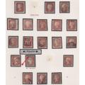 GREAT BRITAIN IMPERF 1d RED`S PLATE 76/7/8/9 ON PAGES