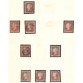 GREAT BRITAIN IMPERF 1d RED`S PLATE 90/1 ON PAGES