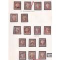 GREAT BRITAIN IMPERF 1d RED`S PLATE 90/1 ON PAGES