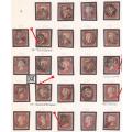 GREAT BRITAIN IMPERF 1d RED`S PLATES 76/81/89 ON PAGES