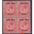 SWA 1923 1d  `A.frica` VARIETY UNMOUNTED MINT BLOCK - SACC 2e CV R8250+